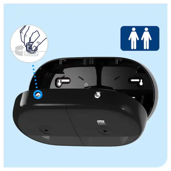 Tork SmartOne Twin Mini Toilet Roll Dispenser T9 Black - 682008 - Image 3