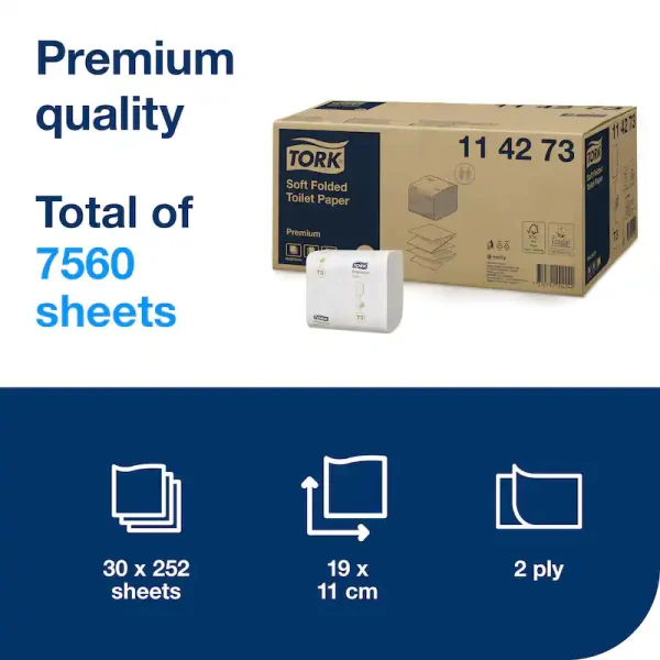 Tork Soft Folded Toilet Paper T3 C/30 - 114273 - Image 3