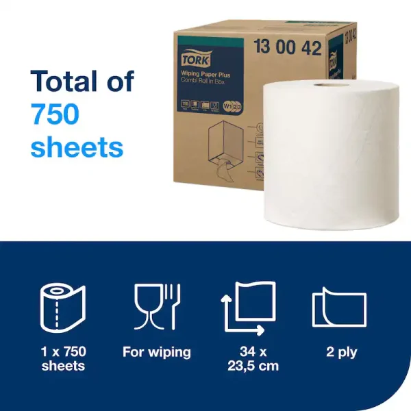 Tork Wiping Paper Plus W1/W2/W3 P/1 - 130042 - Image 3
