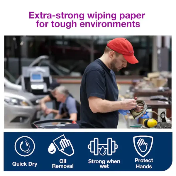 Tork Industrial Heavy-Duty Wiping Paper W1/2 P/2 - 130081 - Image 3
