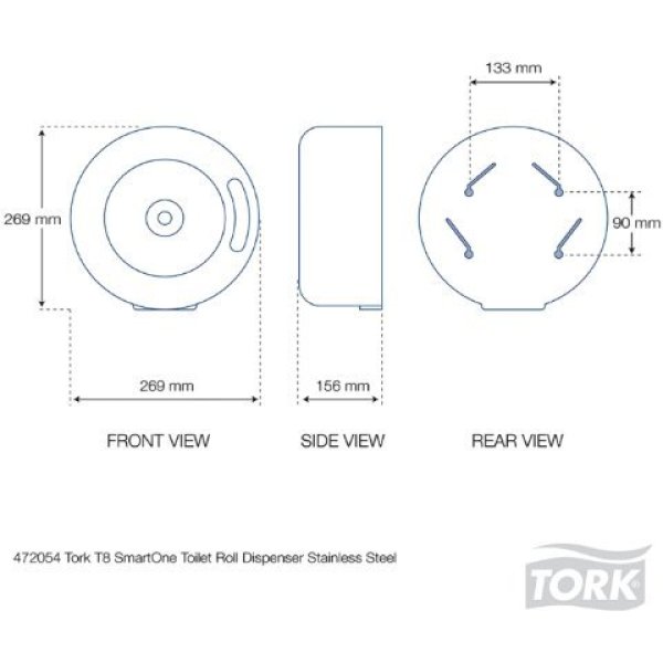 Tork SmartOne Toilet Roll Dispenser Steel T8 - 472054 - Image 5