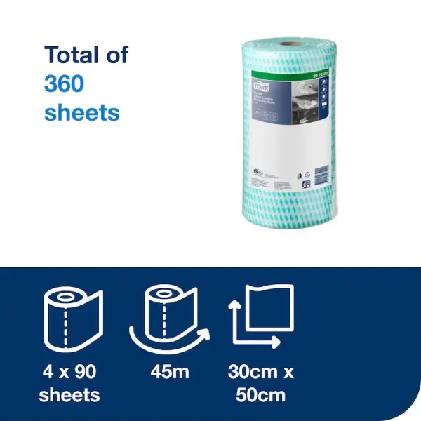 Tork Green Heavy-Duty Colour Coded Cleaning Cloth P/4 - 297502 - Image 2