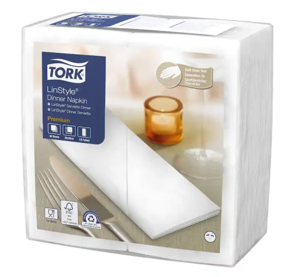 Tork Linstyle White Dinner Napkin C/12 - 478145 - Image 2
